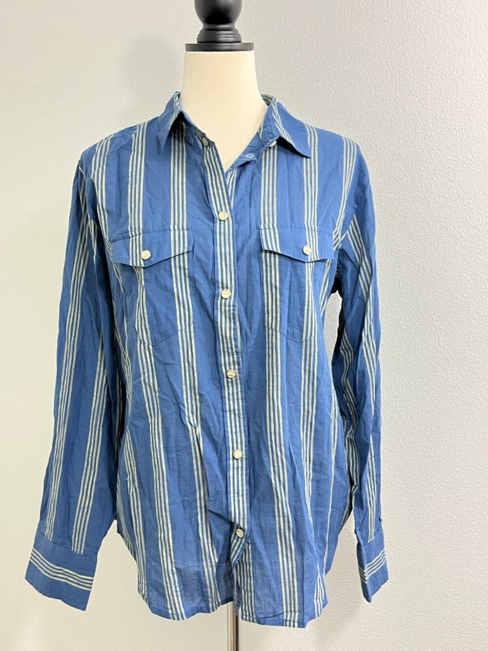 New J.Crew Size 8 Striped Cotton Voile Western Button-Down Shirt